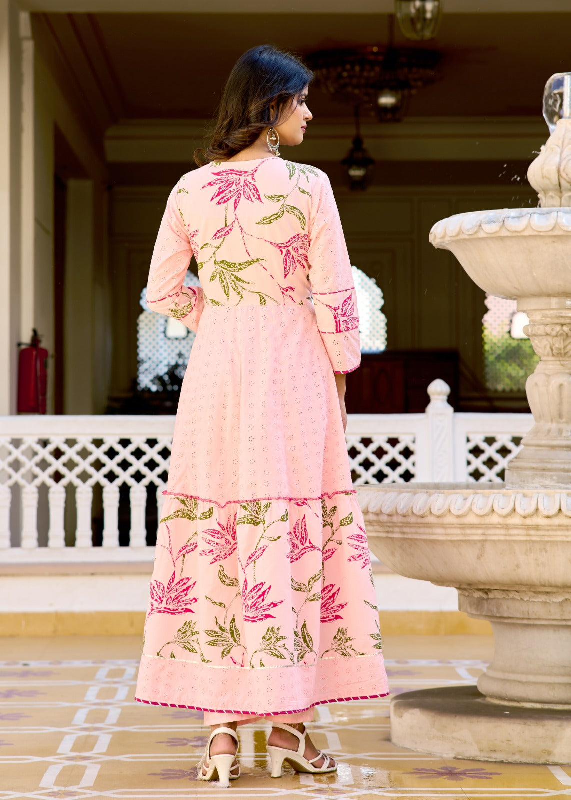 Pink Embroidered Anarkali Set