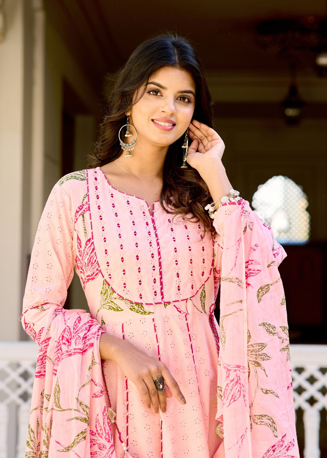 Pink Embroidered Anarkali Set