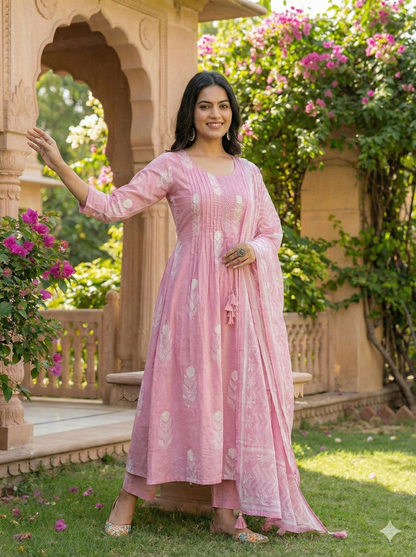 Aashni Rose Petal Cotton Suit Set