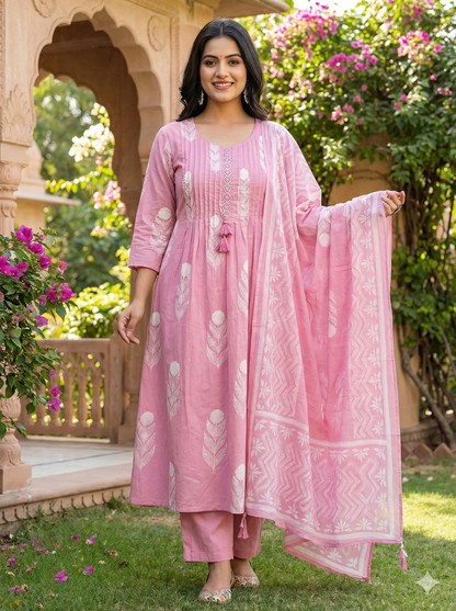 Aashni Rose Petal Cotton Suit Set