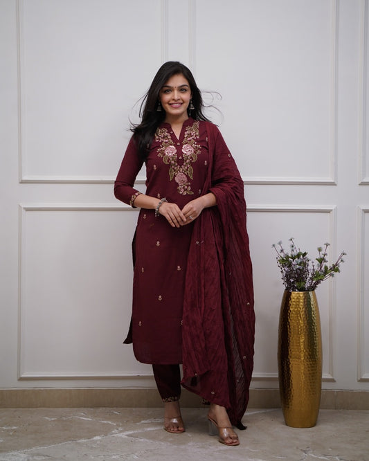 Gulrooh Maroon Elegance Suit Set