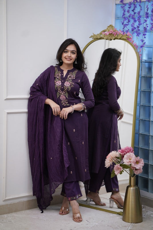 Noorvi Violet Blossom Suit Set