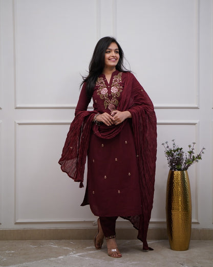 Gulrooh Maroon Elegance Suit Set