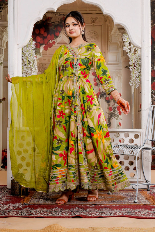 Aurora Spring Green Reverie Rayon Anarkali Suit