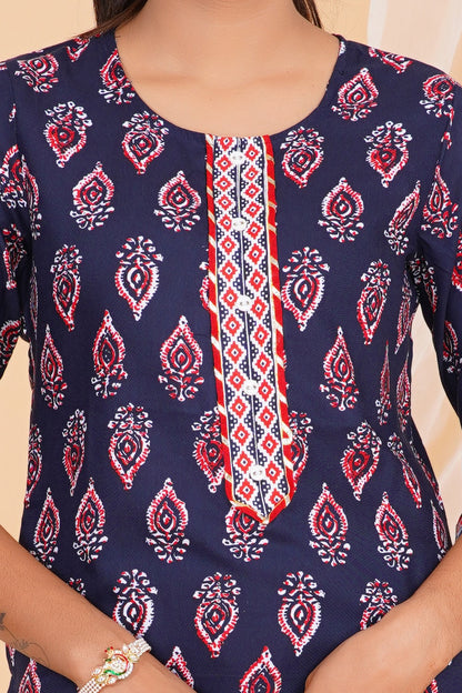 Indigo Charm Viscose Rayon Suit Set