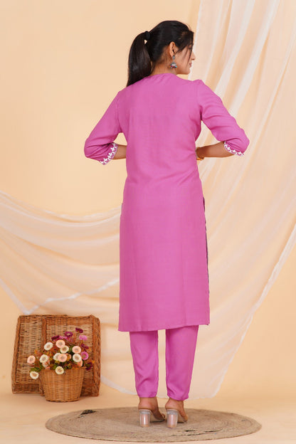 Pink Petal Charm Viscose Rayon Suit Set