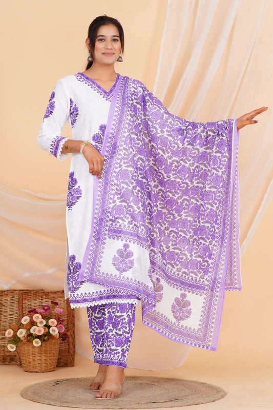 Lavender Bloom Viscose Rayon Suit Set