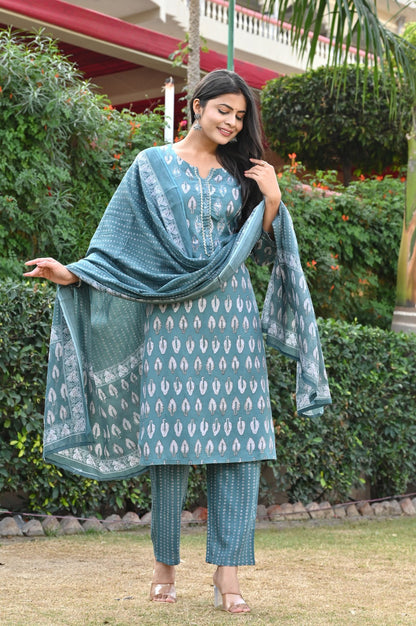 Elegant Rayon Straight Suit Set