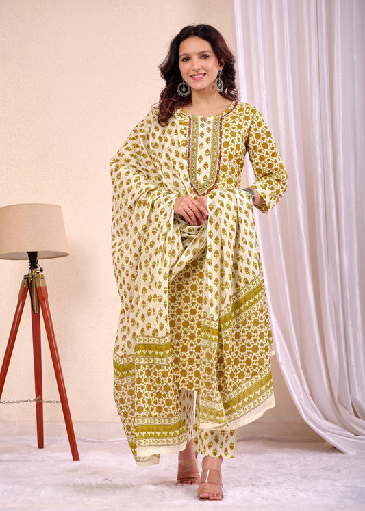 Effortless Ethnic Straight Cotton Suit Set