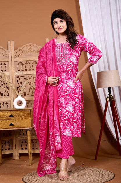 Nilofer Bloom Rayon Suit Set