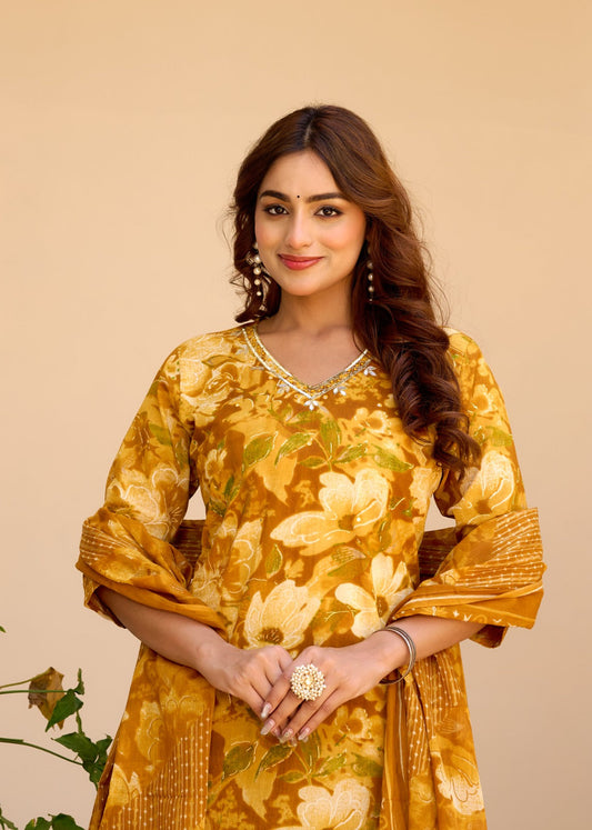 Sunehri Phool Cotton Suit Set