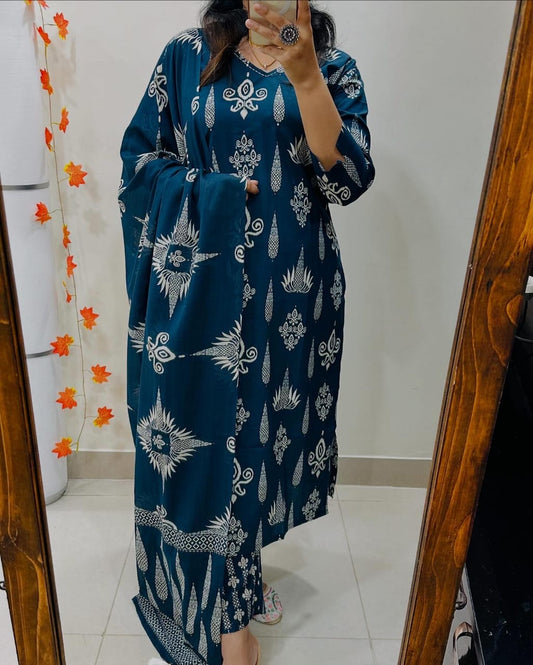 Zehra Sparkle Cotton Suit