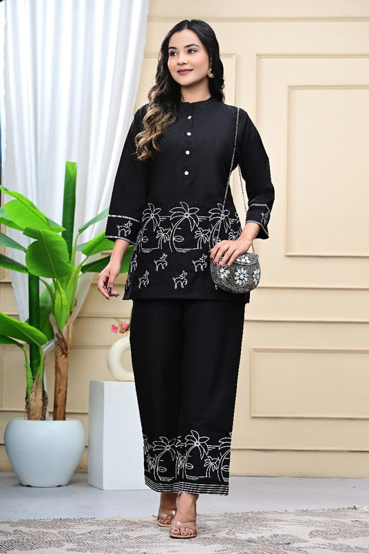 Tropical Noir Cotton Co-ord Set