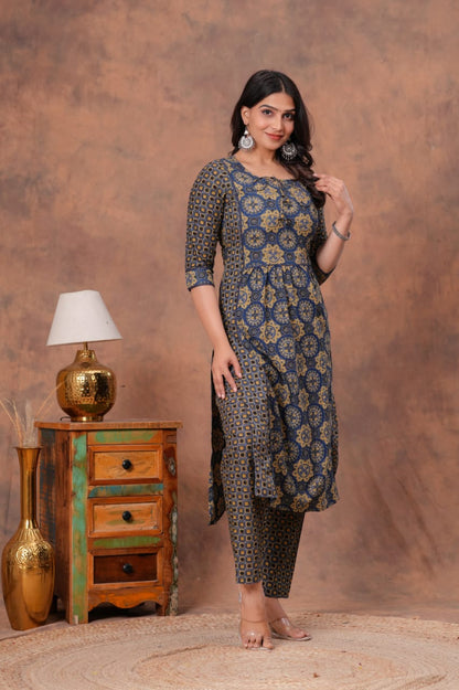 Indigo Royale Handwork Cotton Suit Set