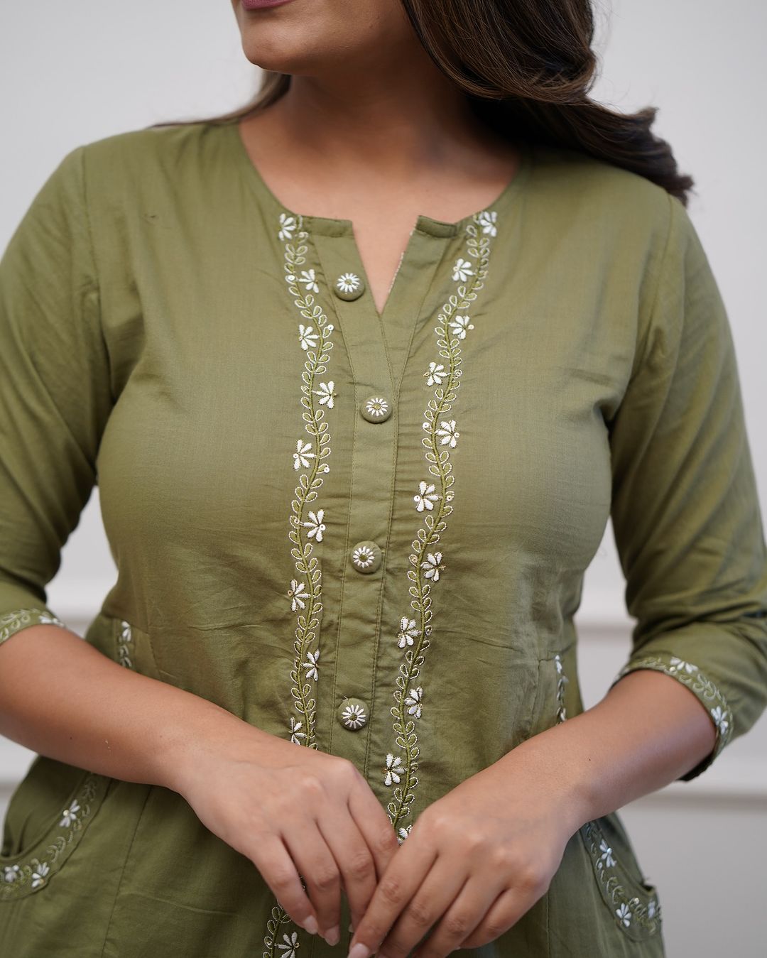 Olive Grace Embroidered Suit Set