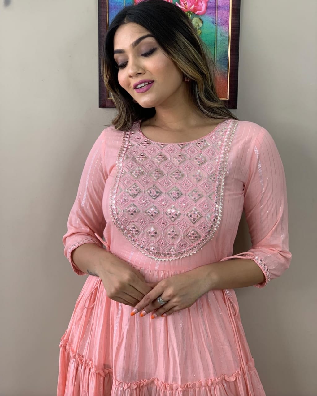 Blush Ruffle Pure Rayon Gown