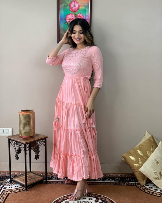 Blush Ruffle Pure Rayon Gown