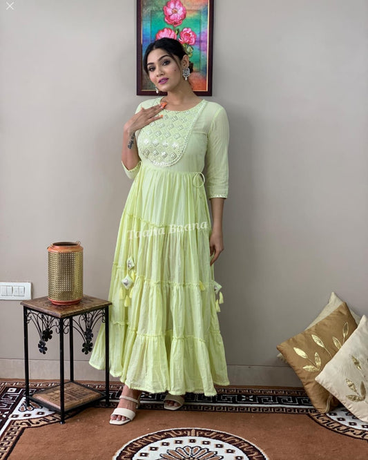 Lime Serenade Pure Rayon Gown