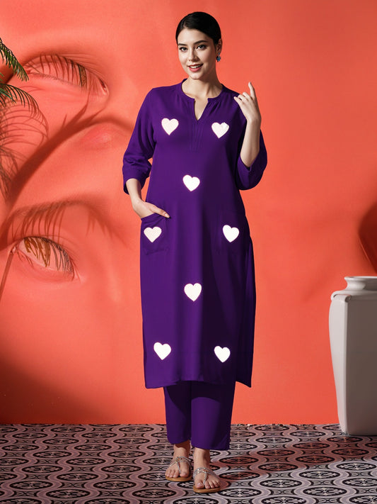 Noorvi Plum Blossom Cotton Kurta Set