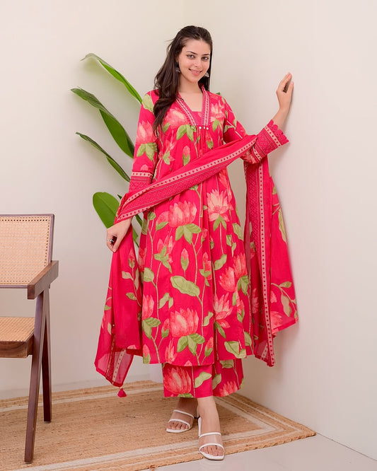 Lotus Bloom Alia Cut Cotton Suit Set