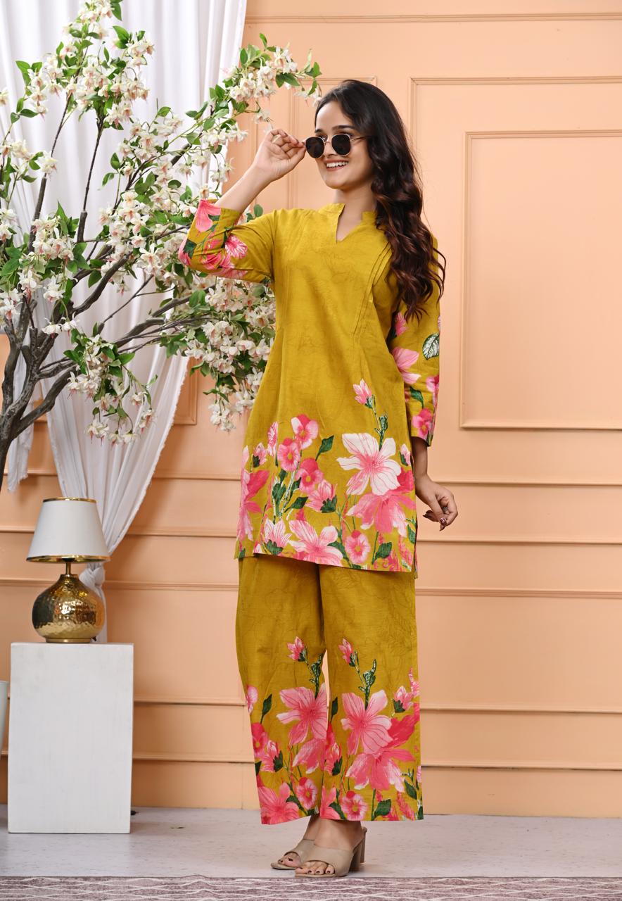 Marigold Bloom Pure Cotton Co-ord Set