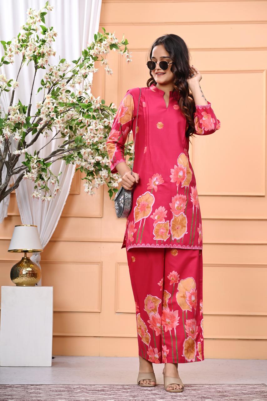Fuchsia Bloom Pure Cotton Co-ord Set