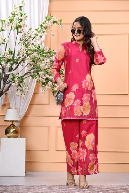 Fuchsia Bloom Pure Cotton Co-ord Set