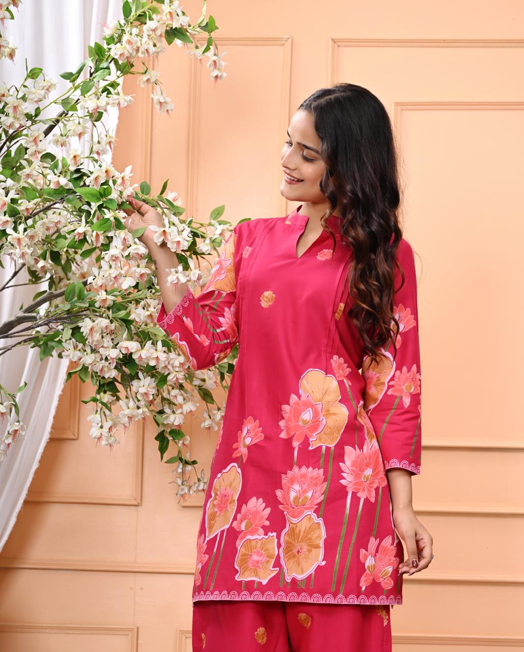 Fuchsia Bloom Pure Cotton Co-ord Set