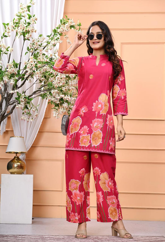 Fuchsia Bloom Pure Cotton Co-ord Set