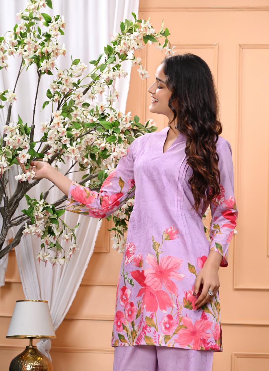 Lilac Garden Pure Cotton Co-ord Set
