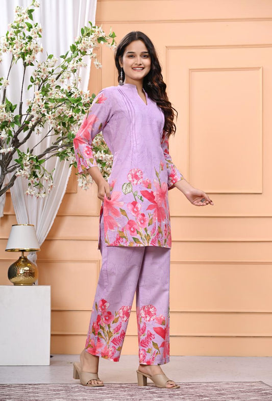 Lilac Garden Pure Cotton Co-ord Set