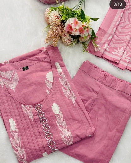 Aashni Rose Petal Cotton Suit Set