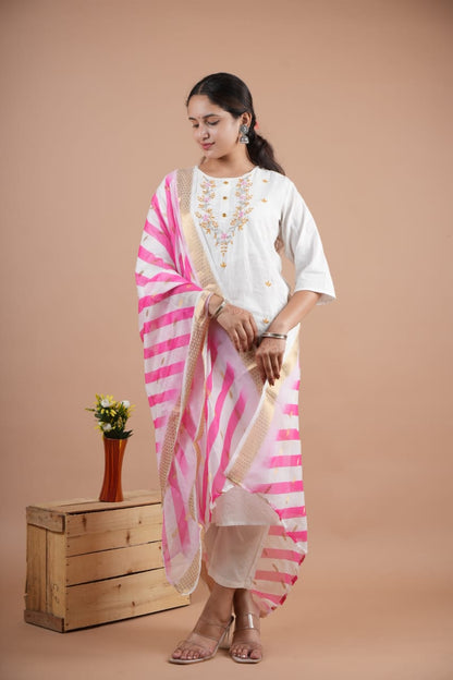 Ivanya White Blossom Suit Set