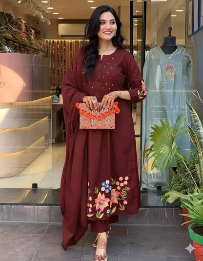 Gulnaar Maroon Anarkali Charm Set