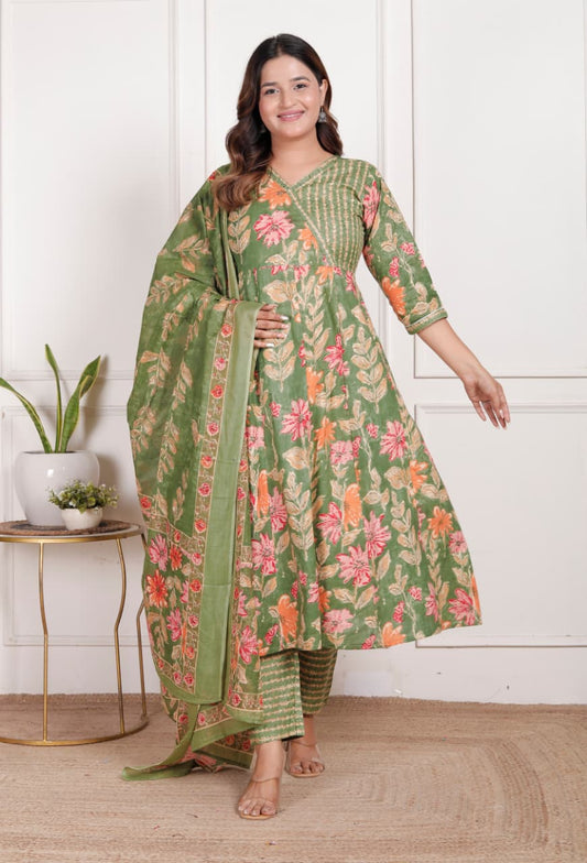Vasundhara Floral Angrakha Suit Set