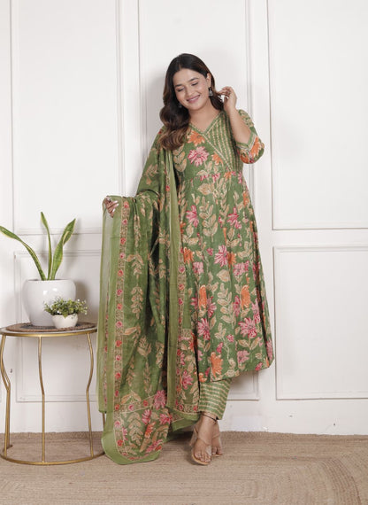 Vasundhara Floral Angrakha Suit Set