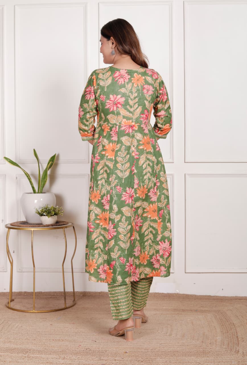 Vasundhara Floral Angrakha Suit Set
