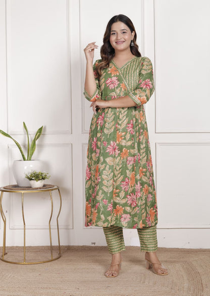 Vasundhara Floral Angrakha Suit Set