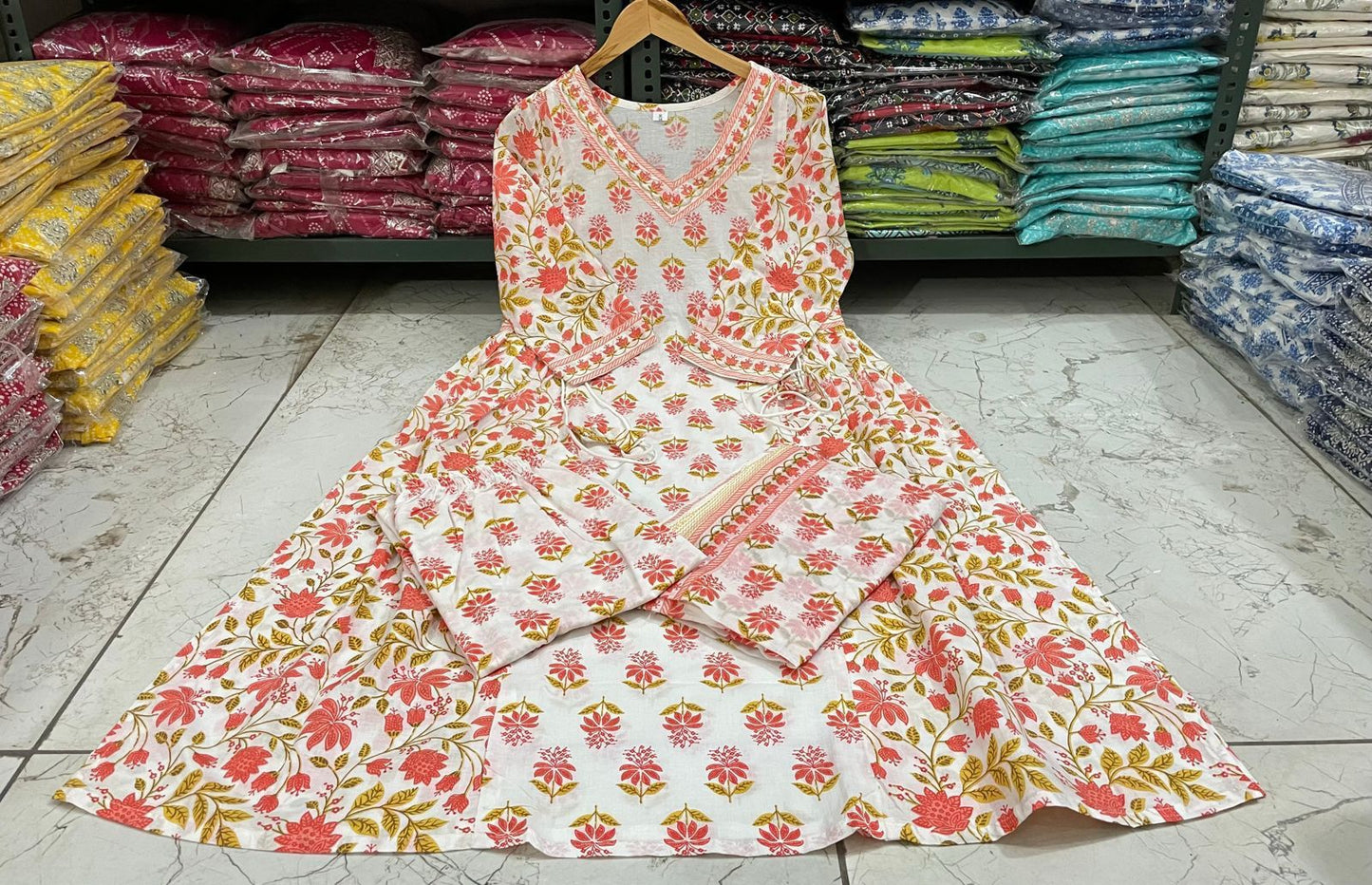 Aarvi Floral Afghani Cotton Set