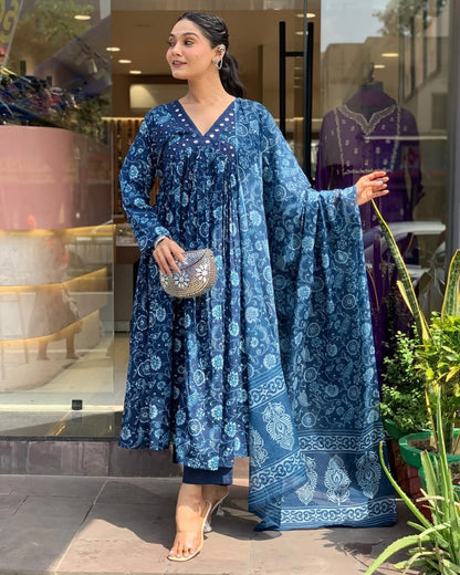 Indira Indigo Bloom Anarkali Set