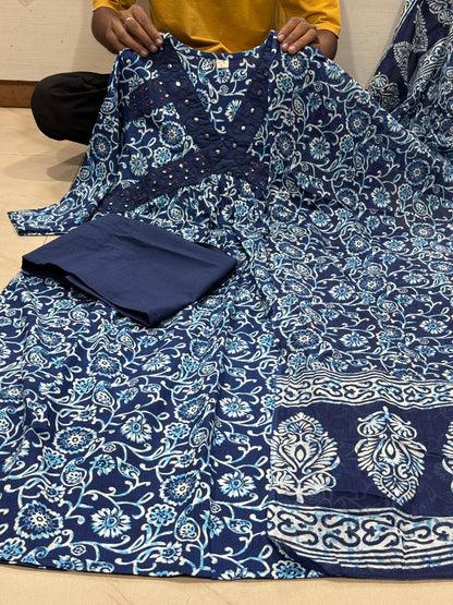 Indira Indigo Bloom Anarkali Set