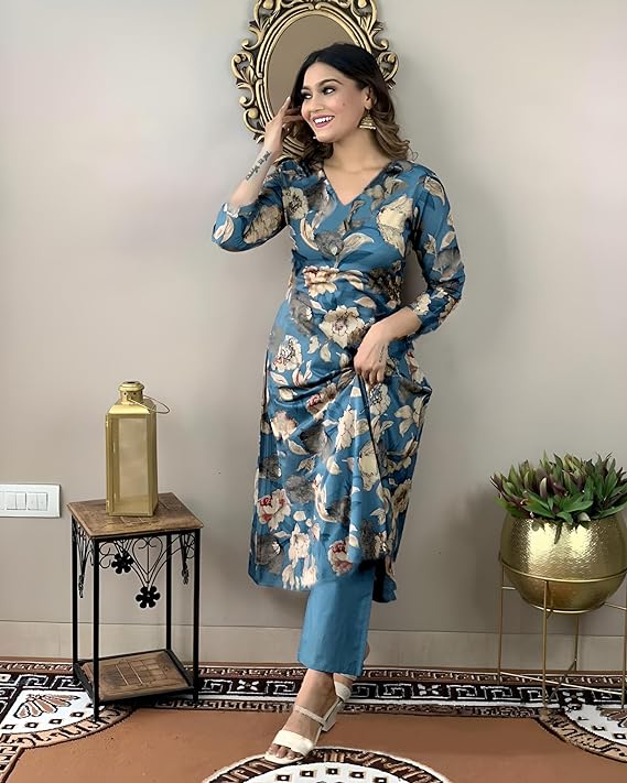 Iraa Teal Blossom Suit Set