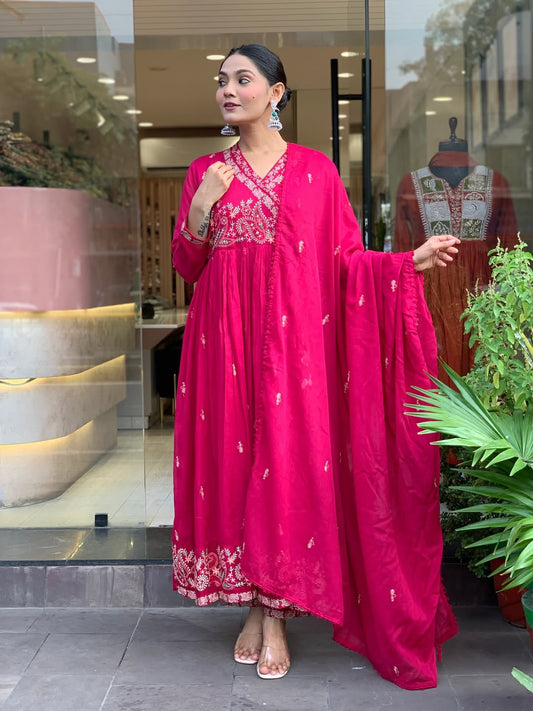 Fiza Crimson Charm Angrakha Set
