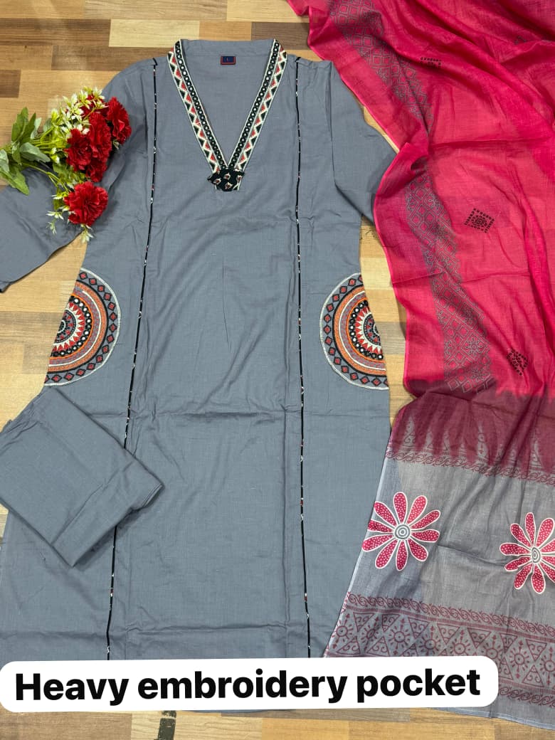 Raagini Contrast Cotton Suit Set