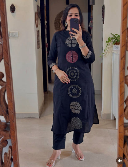Midnight Aura Cotton Suit Set