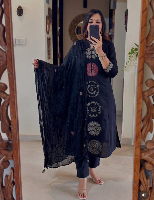Midnight Aura Cotton Suit Set