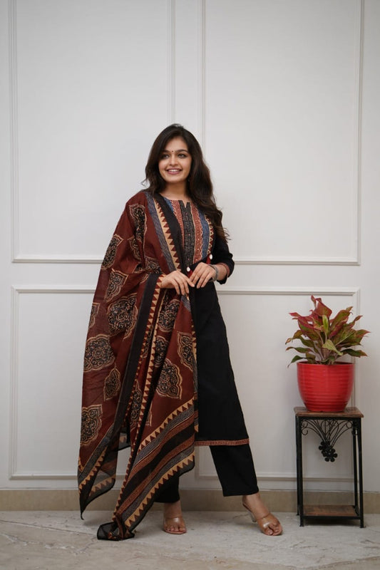Rustic Charm Straight Cotton Suit Set