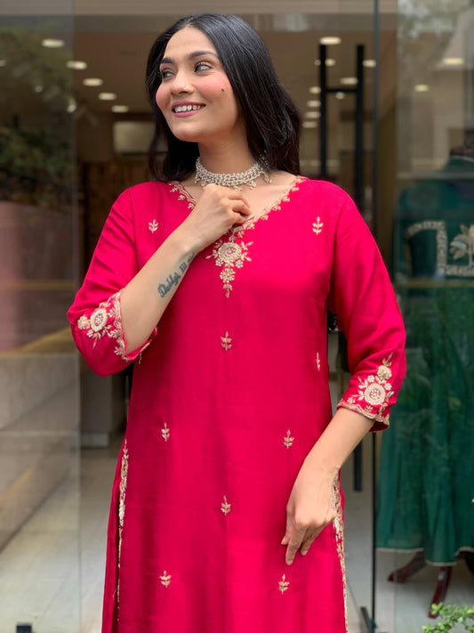 Ruhani Silk Blossom Suit Set