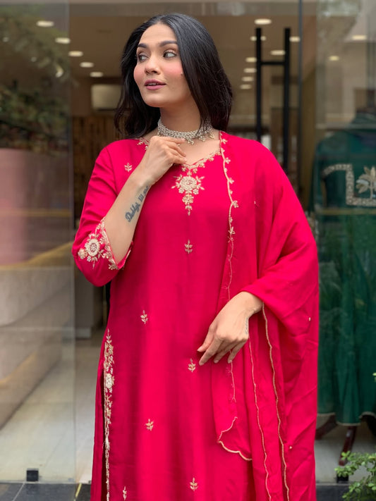 Ruhani Silk Blossom Suit Set