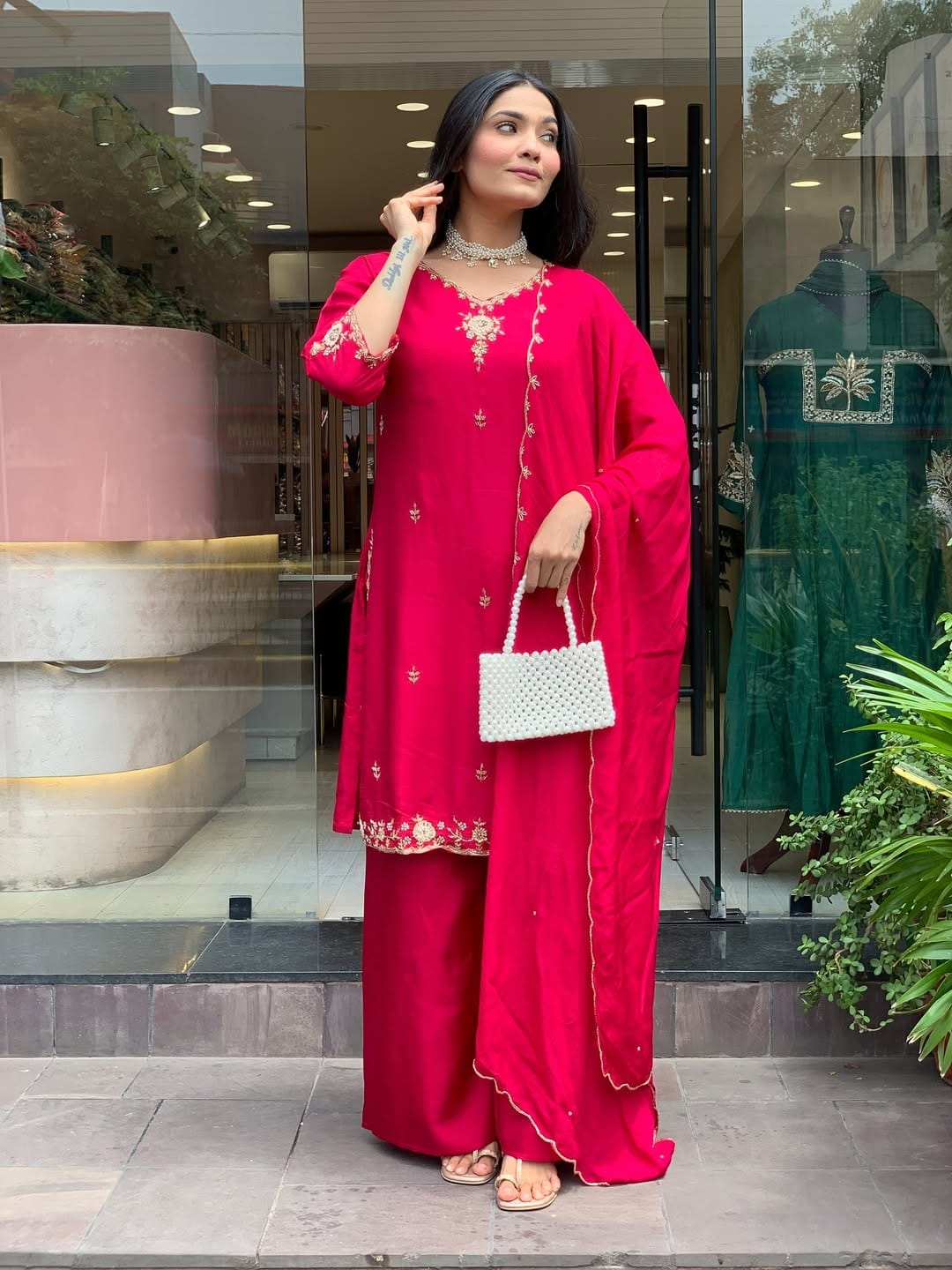 Ruhani Silk Blossom Suit Set